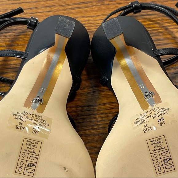 NWT | Sam Edelman Leanne Black Leather Ankle Strap Sandal Stiletto Heel - Picture 11 of 16